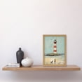 thumbnail image 2 of Lighthouse Pastel Colour Painting Bathroom Artwork Red Blue Ochre Boy and Pet Dog Beach Walk Artwork Framed Wall Art Print A4, 2 of 5