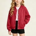 thumbnail image 3 of VIPOIN Kids Varsity Jacket, Snap Button Long Sleeve Bomber Coat with Ribbed Collar, Casual Outerwear, 3 of 6