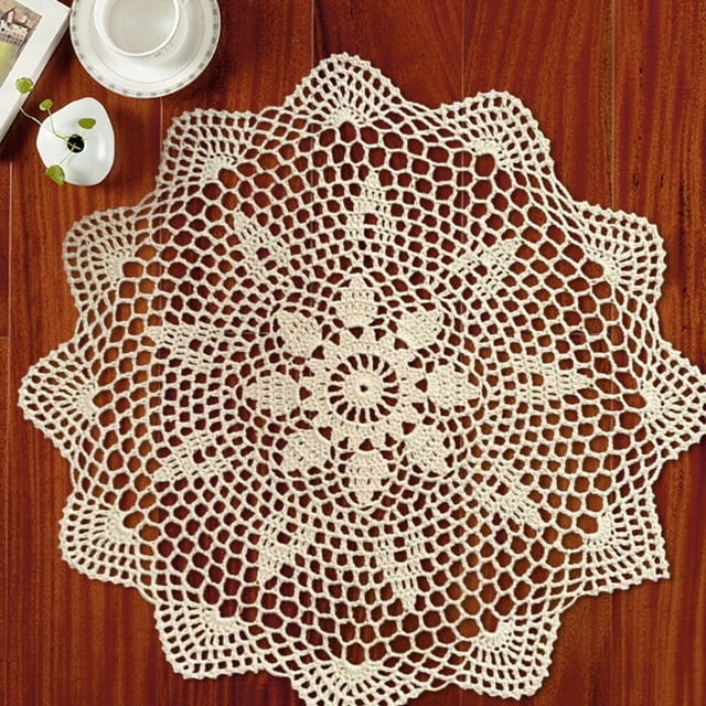 Napperon de Table Neuf de Haute Qualité Napperon Rond Blanc/beige Coton Campagne Vintage Crochet Napperons Beige