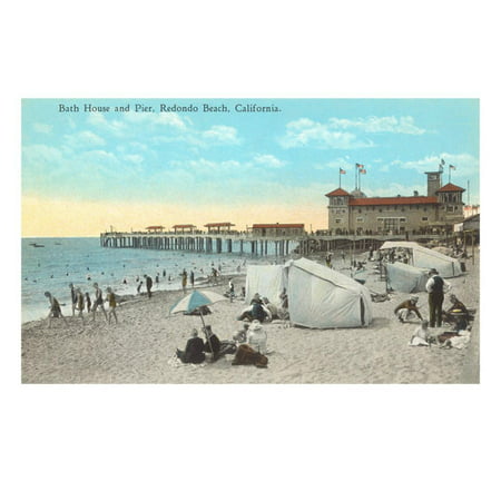 Bath House and Pier, Redondo Beach Print Wall Art (Best Sushi Redondo Beach)