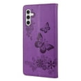 thumbnail image 4 of Feishell Wallet Case for Samsung Galaxy A54 5G,Retro PU Leather Butterfly Embossed Pattern Full Protection Anti-Scratch Magnetic Clasp Flip Holder Card Slots & Cash Pocket Phone Cover,Purple, 4 of 6