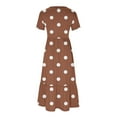 thumbnail image 4 of Uaswgudfs ​2025 Women's Polka Dot Tiered Midi Dress - Retro-Inspired Short Sleeve & Summer Casual Effortless Style Brown 2XL, 4 of 4