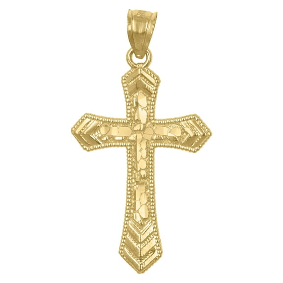 10k Yellow Gold Unisex Passion Cross Religious Charm Pendant