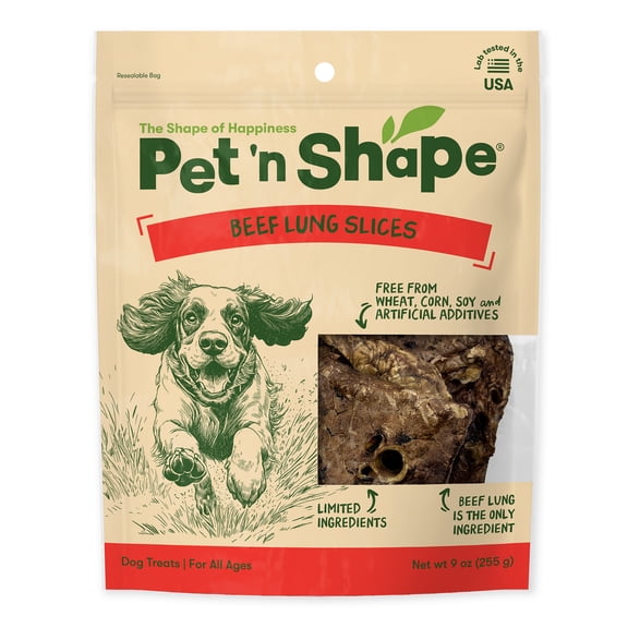 Pet 'n Shape Beef Lung Dog Treats – Made and Sourced in The USA - Natural Healthy Treats, 9 Ounce