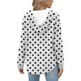 thumbnail image 4 of Trendy Hoodies Women Loose Casual Button V Neck Drawstring Hooded Sweatshirt Polka Dots Print Pullover Tunic Tops (L, White|Dots), 4 of 5