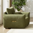 thumbnail image 3 of 39.7'' Teddy Fabric Upholstered Sofa With Streamlined Backrest and Pillow, Modern Lounge Accent Sofa Chair With Solid Wood Frame for Apartment, Office, Living Room and Bedroom, Green, 3 of 9