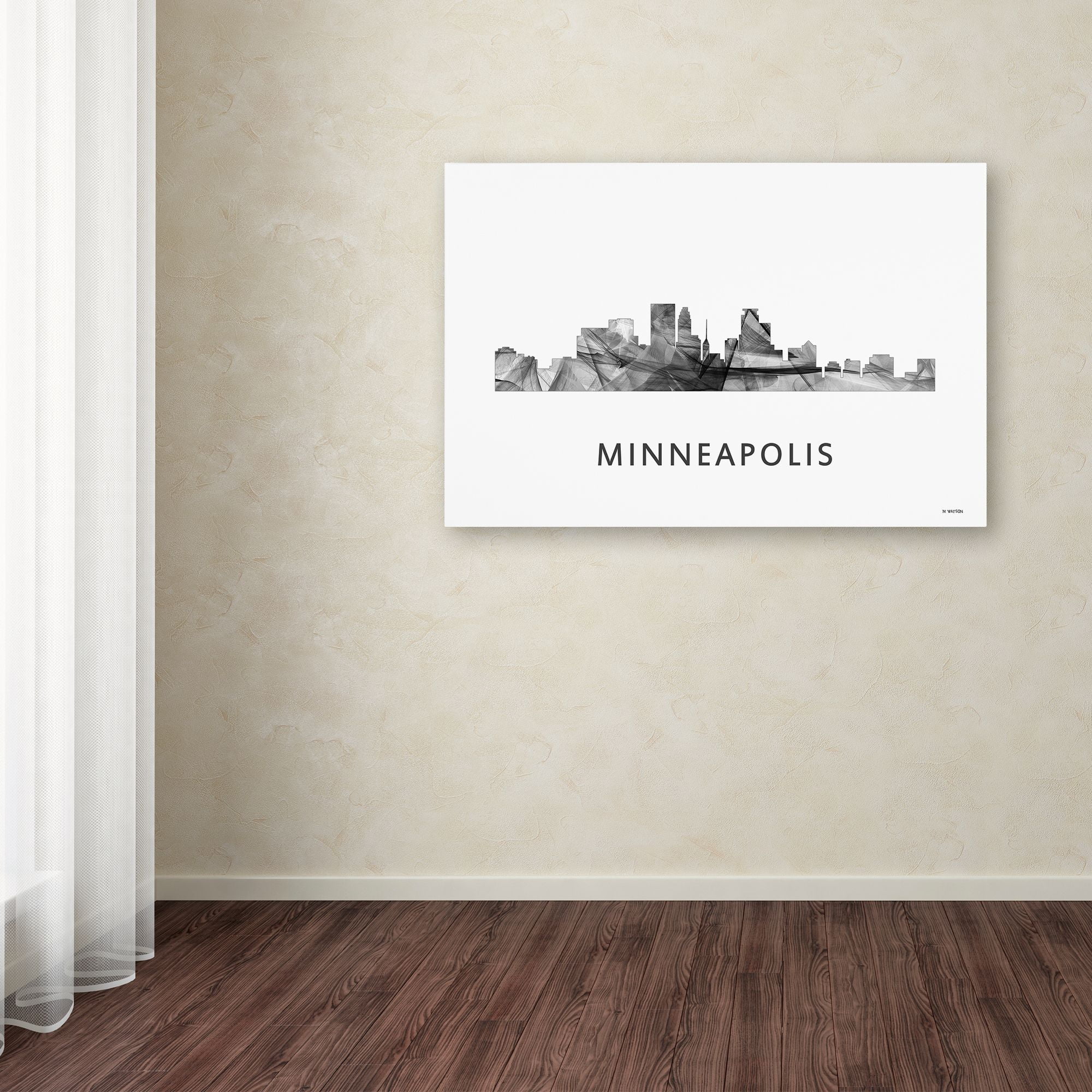 Trademark Fine Art 'Minneapolis Minnesota Skyline WB-BW' Canvas Art by Marlene Watson