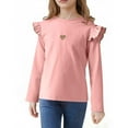 thumbnail image 4 of Gfyviroh Kids Girls Cotton T-shirts Long Sleeve Crew Neck Tops Casual Print Solid Color Pullover Tops,1-10 Years, 4 of 5