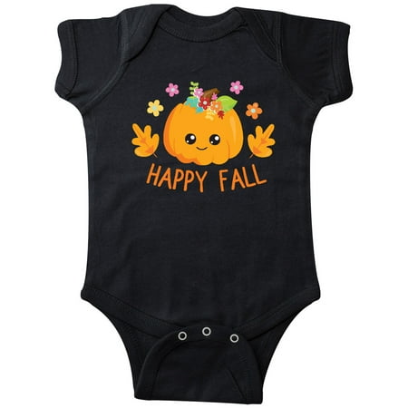 

Inktastic Cute Pumpkin Happy Fall with Leaves and Flowers Gift Baby Boy or Baby Girl Bodysuit