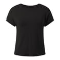 thumbnail image 3 of Women’s Casual Dressy Basic T Shirts Loose Fit Crewneck Cap Sleeve Tee Tops Black XL, 3 of 4