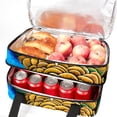 thumbnail image 5 of Peacock Double Layered Insulated Lunch Bag with Two Compartments, Large Capacity, Handheld, 7.1x11.4x16.1 Inches, 5 of 6