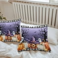 thumbnail image 4 of Outdoor Waterproof Pillow Covers Halloween Watercolor Pumpkin Ghost Decorative Throw Pillow Protectors,Tree Purple Wood Plaid Pillowcase Cushion Cases for Patio Sofa Garden Couch,18x18in,Pack of 2, 4 of 9