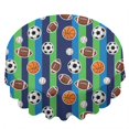 thumbnail image 2 of Football and Basketball Green Pattern Round Tablecloth 60"x60", Wrinkle Resistant Wipeable Table Cover for Kitchen Dining Room Picnic Patio and Party, 2 of 6