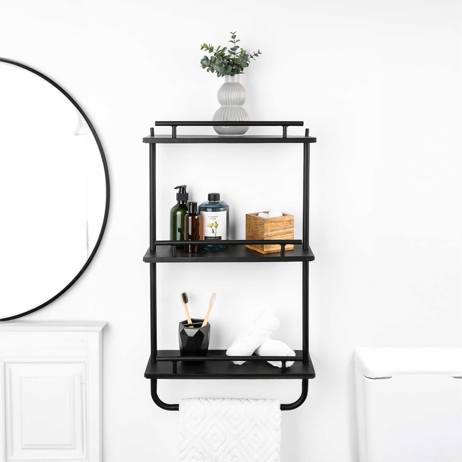 Era Soho Three Tier Wall Shelf, 16.14x29.76in, Matte Black