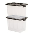 thumbnail image 1 of Homz 2 Pack 20-Gallon Clear Plastic Stackable Home Storage Bin with Lid, Black, 1 of 12