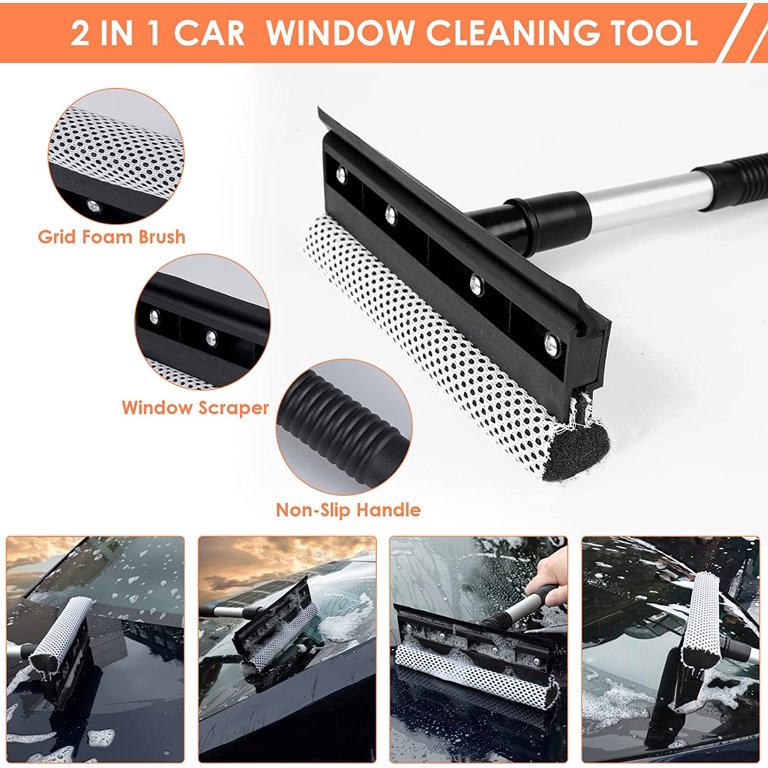 Frienda 3 Sets Inside Windshield Cleaner Tool Car Window with Spray Bottles Detachable Handle and 9 Reusable Microfiber Pads at MechanicSurplus.com