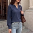 thumbnail image 4 of StSilkitty Loose Casual Sweatshirt Eyelet Long Sleeve V Neck Sweatshirts Solid Color Fashion Comfy Pullover Shirts, 4 of 6