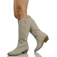 thumbnail image 5 of Soda Women's Faux Leather Stitching Cowboy Knee High Boots, Sand, 9 M US, 5 of 5