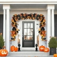 thumbnail image 5 of Realistic Fall Garland for Mantle, Ongmies 5.2Ft Fall Maple Garland with Lights – Autumn Leaves & Pumpkin Vine for Halloween, Thanksgiving & Home Decor, Halloween Pumpkin Canes, 5 of 5