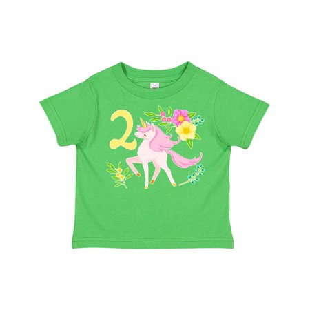 

Inktastic Second Birthday Pink Unicorn with Flowers Gift Toddler Boy or Toddler Girl T-Shirt