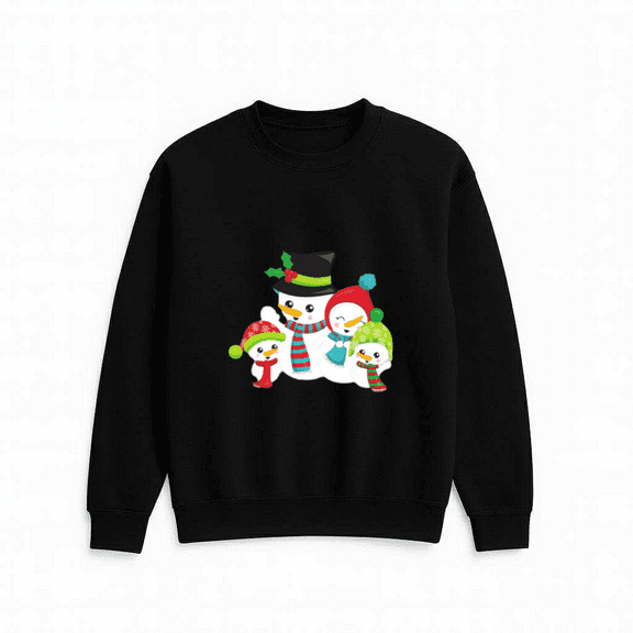 Christmas Snowman Family Carrot Nose Holiday Festive Winter Cartoon Sweatshirt, up to size 5XL