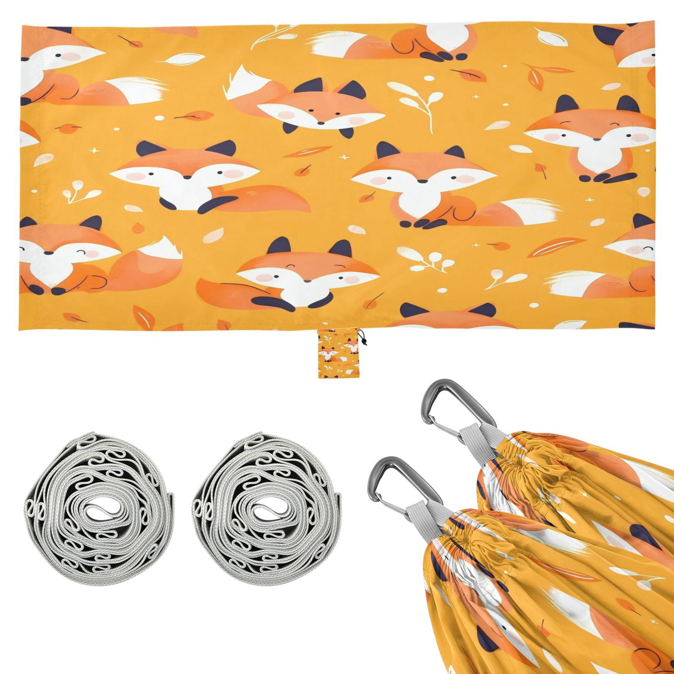 Hammock Camping Hammock Nylon Portable Hammock Travel Camping Hammock Orange Cartoon Fox