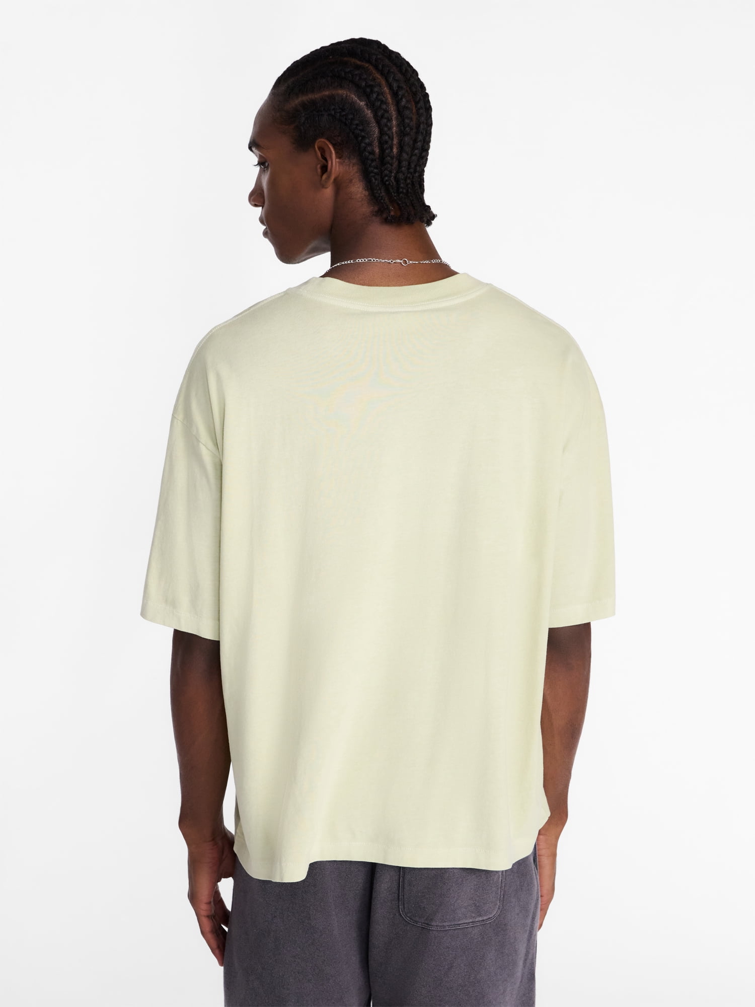 No Boundaries Cotton Oversized Cropped Tee with Short Sleeves, Men's and Big Men's XS-5XL