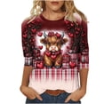 thumbnail image 2 of Xuyuer Valentine T Shirts Love Heart Printed Graphic Tee Tops Women's Casual 3/4 Sleeve T-Shirts Round Neck Cute Tunic Tops Basic Tees Blouses Business Work Tee Top Spring Shirts, 2 of 6