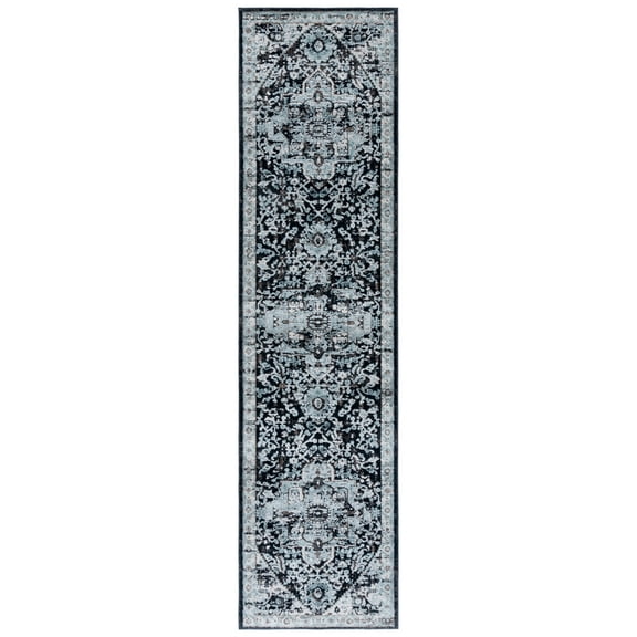 SAFAVIEH Mayflower Talbot Medallion Runner Rug, Blue/Ivory, 2'2" x 9'