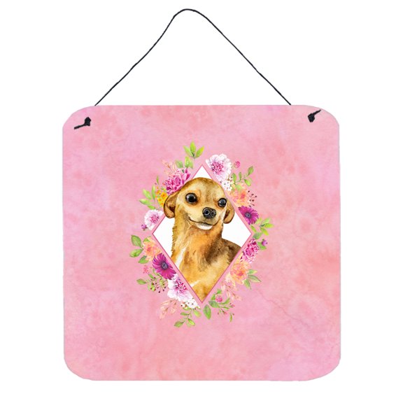 Chihuahua #1 Pink Flowers Wall or Door Hanging Prints