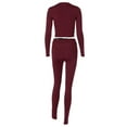thumbnail image 6 of KOMOO 2Pcs Women Bodycon Tracksuit Outfits Long Sleeve Crop Top High Waist Yoga Leggings Elastic Workout Sets, 6 of 6