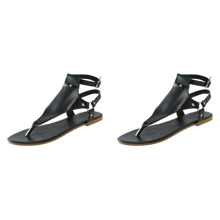 

Weerihhol Thong Sandals For Women Open Toe Shoes Flat Beach Sandals Ladies Buckle Strap Flip Flops Shoes 2PCS Comfort Slide Sandals for Women