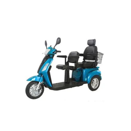 Double Seat Blue Electric Mobility Scooter for Adults - Gtx-L-60 Cruise with Confidence! Perfect Two-Person Electric Scooter on All Streets and Beyond!