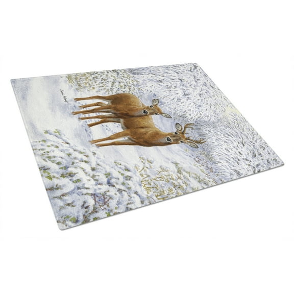 Caroline's Treasures ASA2148LCB Two Deer Glass Cutting Board Large, 12H x 16W, multicolor