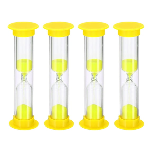 Uxcell 4 Pack 1 Minute Sand Timer Small Sandy Clock Count Down Sand Glass In Cooking Exercise 2.5 x 8.5 cm Yellow