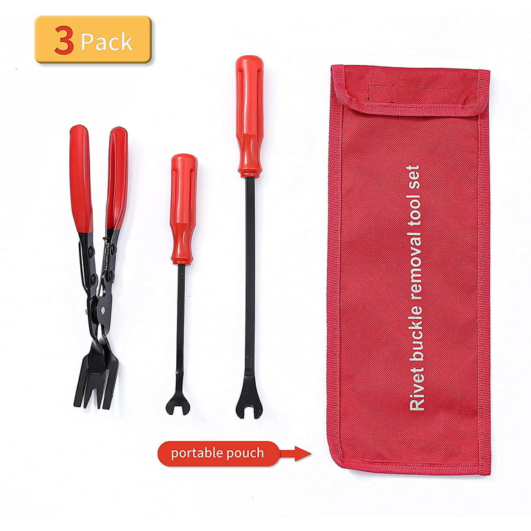 19pcs Universal Car Trim Removal Tool Kit Pry Repair Kit Auto Upholstery  Fastener Tools Clip Pliers Set with Storage Bag for Car Radio Panel  Interior Door Clip Removal Install