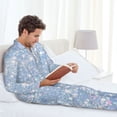 thumbnail image 6 of Lsque White Bule Glitter Pattern Long Sleeve Pajama Set for Men - Soft 2-Piece Sleepwear and Loungewear Set with Pockets, Comfy Nightwear-X-Large, 6 of 7