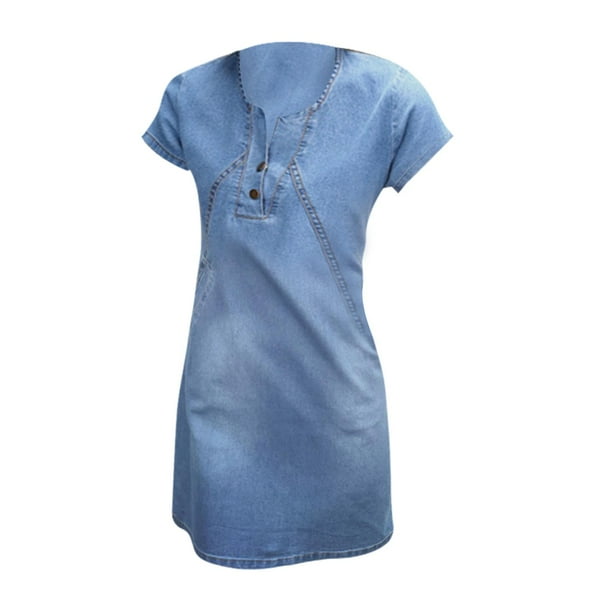 Vestido de mezclilla corto Jinwen Mujer Cuello en V XL