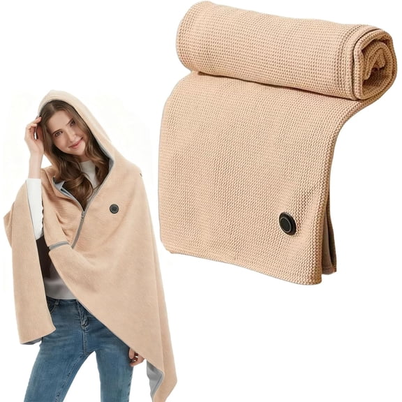 2026 New Portable Heated Shawl, 15s Fast Heating  Wearable Heated Blanket Wrap Shawl for Women,with 3 Heating Levels for Outdoor, Home