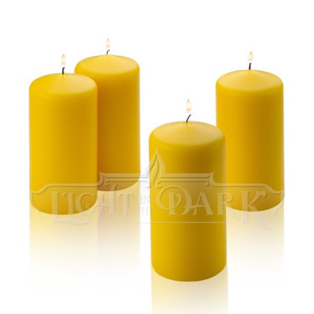 Yellow Citronella Scented Pillar Candles 6" Tall X 3" Wide Set Of 4