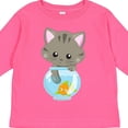 thumbnail image 4 of Inktastic Cute Cat, Little Cat, Kitty, Kitten, Fish Bowl Girls Long Sleeve Toddler T-Shirt, 4 of 5