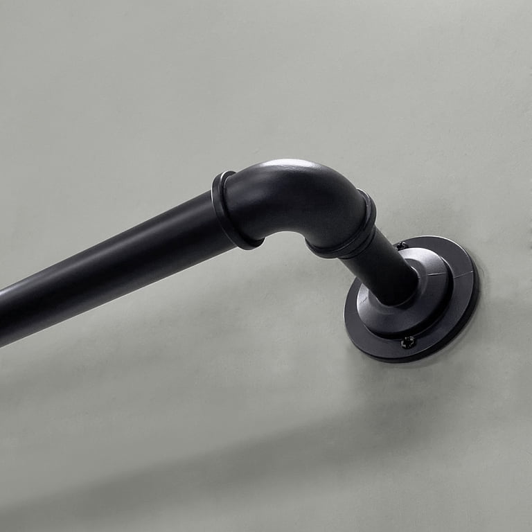 Industrial Pipe Wraparound Curtain Rod, 42-120 Inches, Black photo 1