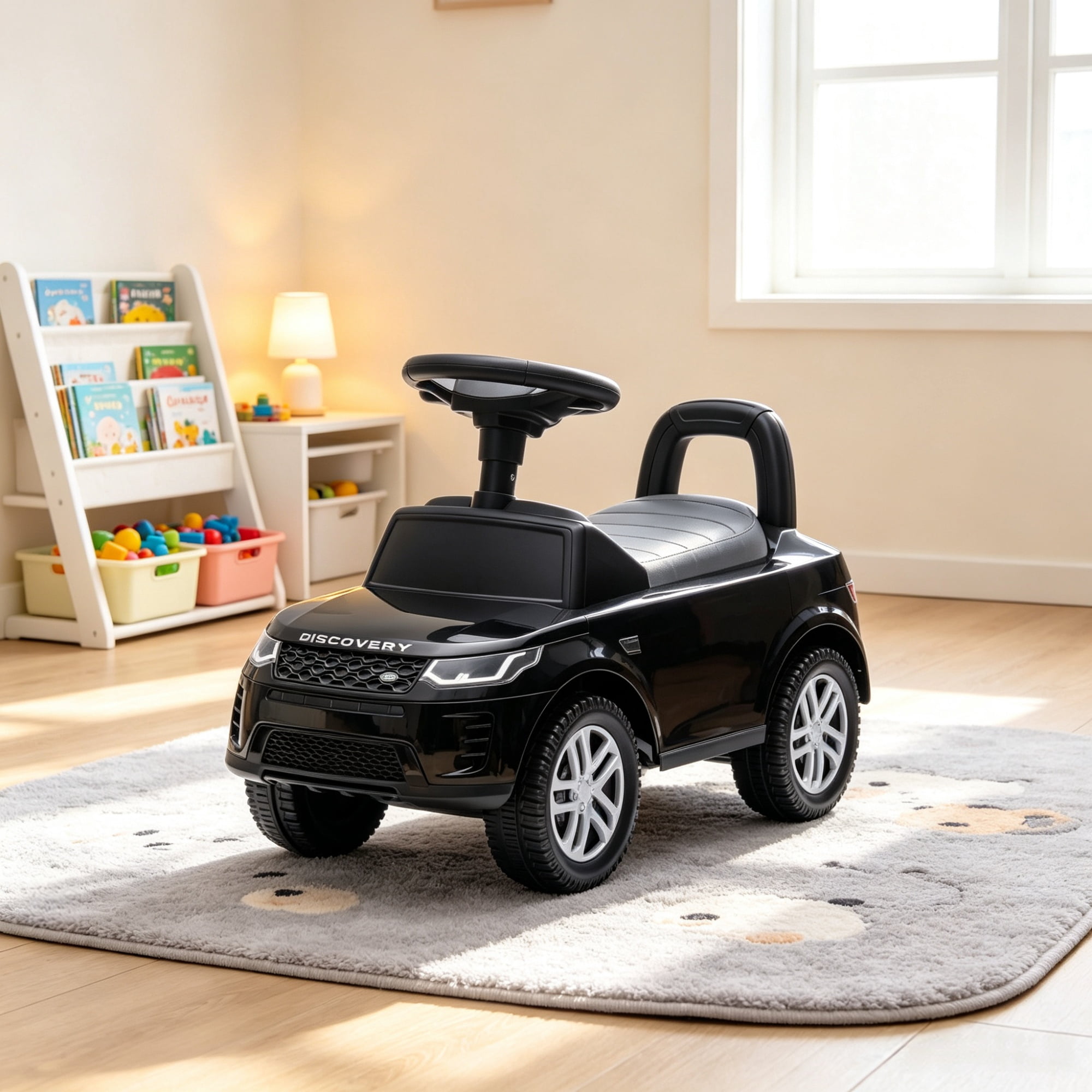 Baby Push Car for Toddlers, Under Seat Storage Ride-On Toy, 18-36 Months, Black