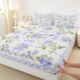 thumbnail image 3 of Homewish Cartoon Ribbon Bowknot Bed Sheets,Purple Flower Floral King Sheets,Rustic Natural Plant Sheet Set For Girls Kids,Luxury Bedroom Decor,4-Piece, 3 of 7