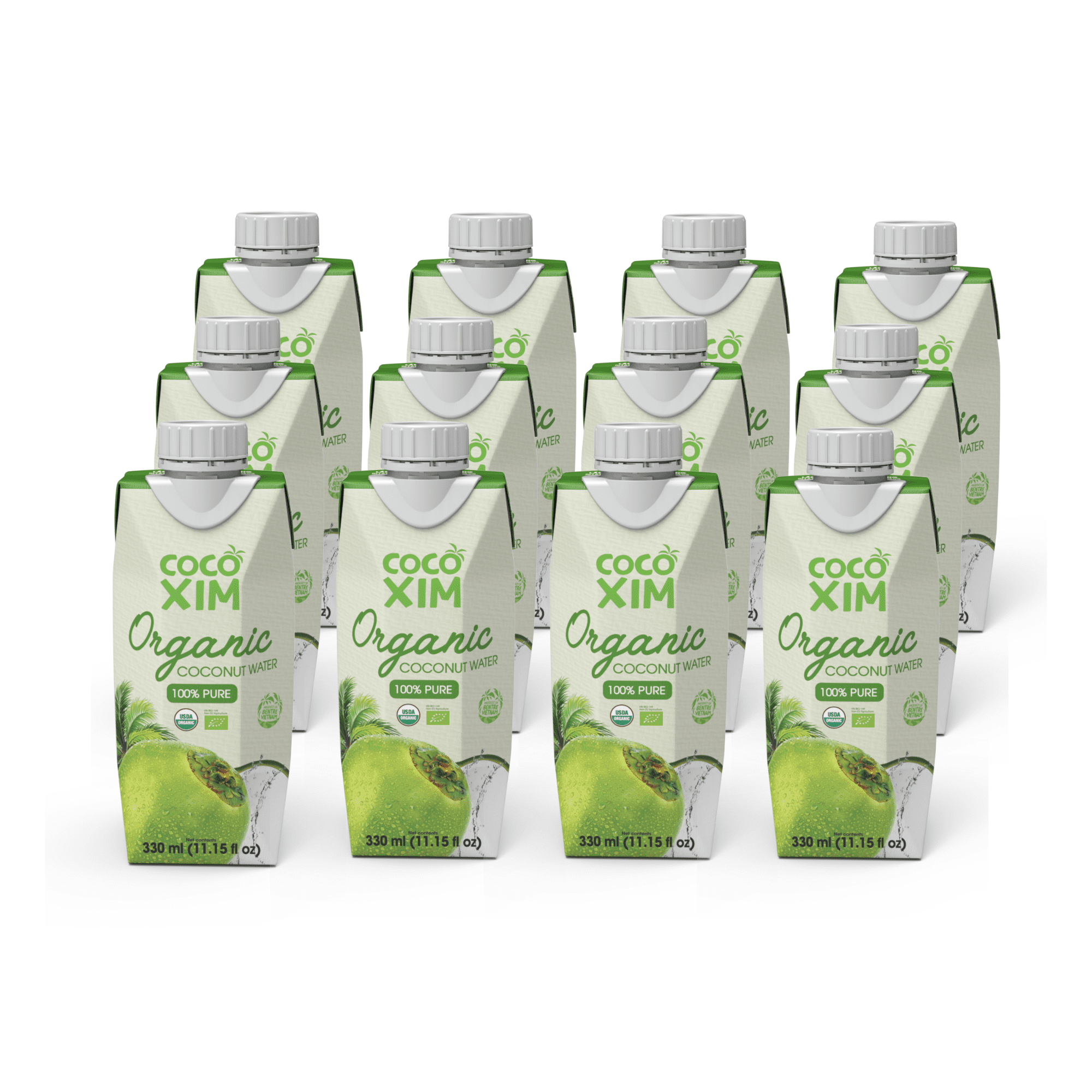 COCOXIM Organic Coconut Water, 11.2 fl oz Bottles, Pack of 12
