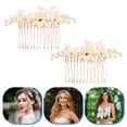 thumbnail image 4 of Luxurious Pearl Hair Comb Clips with Durable Zinc Alloy for Weddings Home Use Golden 2pcs, 4 of 8