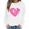 thumbnail image 6 of Crewneck Sweatshirts Valentines Day Tops Womens Long Sleeve Love Heart Printed Loose Pullover Fall Spring Clothes (XS, White), 6 of 7