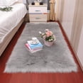 thumbnail image 4 of Billuyoard Manta Alfombra Interior Área grande Rectángulo Mesita de noche Antideslizante Cálido Tapete peludo Piso Ventana Silla Decoraciones Decoración del hogar Gris claro, 4 of 6