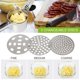 thumbnail image 4 of Prensa de patatas de acero inoxidable, triturador de patatas con 3 discos perforados para puré de patatas, zumos de frutas, gachas de verduras Fokelyi 2033604, 4 of 9