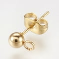 thumbnail image 2 of 304 Stainless Steel Stud Earring Findings with Loop Real 24K golden Plated 15x7mm Hole: 1.7mm Pin: 0.8mm Ball: 4mm, 2 of 2